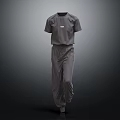 Stylish Modern Gray Casual Outfit With Short Sleeve T shirt And Loose Fit Pants