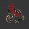 Modern Wheelchair With Red Seat Black Frame Gold Wheels And Reflective Design