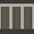 Three Modern Wooden Hinged Doors Featuring Different Decorative Patterns In Contemporary Interior 3d model