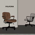 Modern Office Chairs Brown Leather And White Upholstered With Armrests In Minimalist Interior