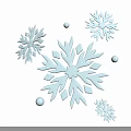 Stylish Blue White Snowflake Ornament Decoration Set With Small Round Balls