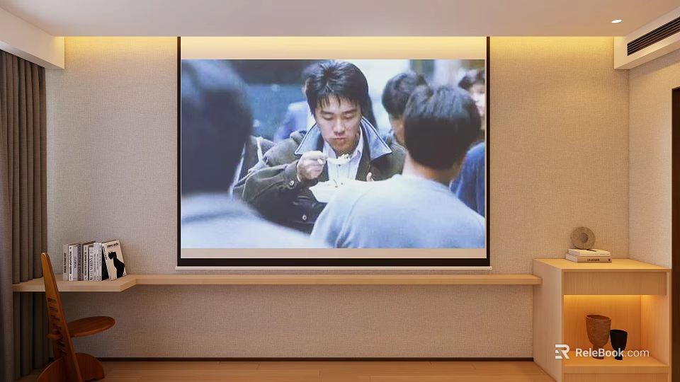Projection Monitoring Live Feed Displayed on Large Screen Showing Group Interaction 3d model 