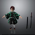 Anime Character In Green Checkered Coat With Black Pants And Katana Sword
