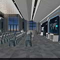 Modern Conference Hall Interior With Stage Podium White Chairs And Large Screen