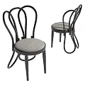 Curved Black Frame Dining Chairs With Gray Fabric Seat And Modern Design