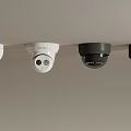 Multiple Ceiling Mounted Dome Security Cameras In White And Black 3d model