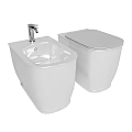 Modern White Ceramic Toilet and Bidet Set with Sleek Contemporary Design for Bathroom
