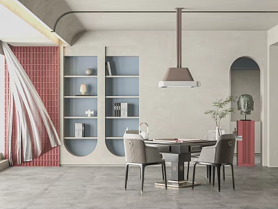 Modern Dining Room With Table Chairs And Decor 3d model