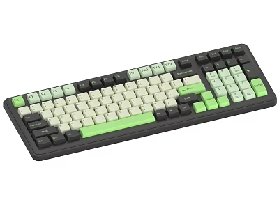 Modern Computer Keyboard Featuring Black White And Green Keycaps Stylish Design And Ergonomic Layout 3d model