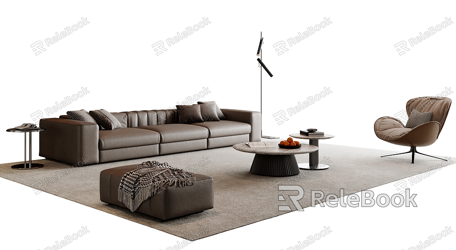 Modern Italian Sofa Coffee Table Combination Leather Sofa Multi-Person Sofa Single Sofa Sofa Stool Living Room Sofa Side Table Leisure Chair model