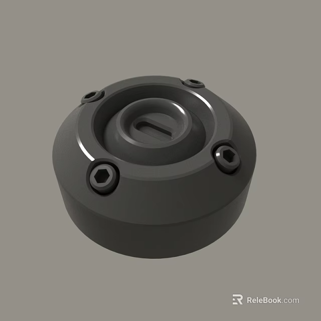 Gray Circular Metal Mechanical Part With Bolt Holes And Central Groove 3d model 