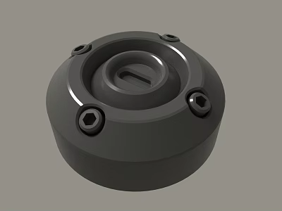 Gray Circular Metal Mechanical Part With Bolt Holes And Central Groove 3d model