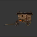 Traditional Wooden Horse Carriage With Side Fencing Wooden Wheels And Roof Design