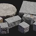 Stone Brick Granite Tingbu Stone Block Small Material Stone Round Stone Square Stone 3d model