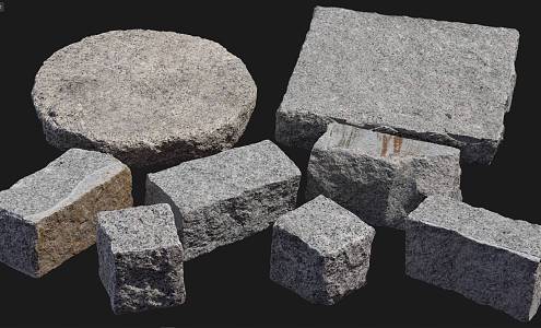 Stone Brick Granite Tingbu Stone Block Small Material Stone Round Stone Square Stone 3d model