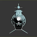 Light Blue Streamlined Spacecraft Model With Detailed Structure For Cosmic Aerospace