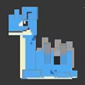 Blue Pixel Art Dinosaur Creature Model With Blocky Design And Smooth Details 3d model