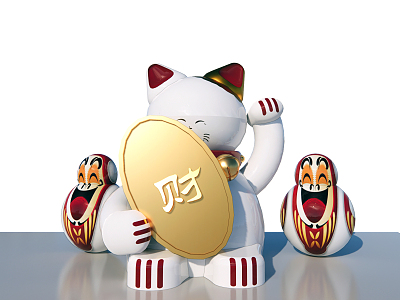 Japanese-style lucky cat lucky cat ornaments model