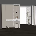 Modern Minimalist Lighted Shoe Cabinet With Round Stool Shoes Underneath And Plush Toy Decoration