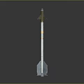 Tactical Missile Weapon With Metallic Body Orange Stripes And Tail Fins