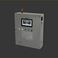 White Industrial Computer Control Cabinet With Display Screen Indicator Light And Diagram 3d model
