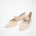 Pointed Toe Flat Shoes With Pearl Decorated Straps In Pink Black Navy