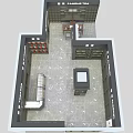 Aerial View of Premium Tea Shop Interior With Shelves Counter Seating Area and Tables
