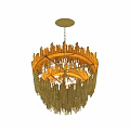 Elegant Golden Chandelier with Slender Vertical Bars Modern Interior Design