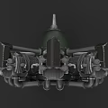 3D Rendered Industrial Mechanical Device With Conical Top And Metal Components