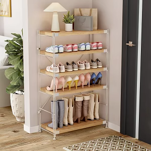 Log Style Household Doorway Storage Shoe Rack Household Simple Modern Large Capacity Storage Entrance Cabinet Integrated Rack 3d model
