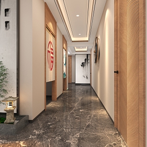 New Chinese Hotel Corridor Hotel Aisle 3d model