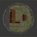 Traditional Architecture Model Featuring Red Tiled Roofs Brick Walls Enclosed Courtyard And Green Grass