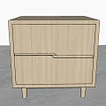 Modern Light Colored Wooden Bedside Table With Two Drawers And Slim Legs