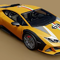 Sporty Yellow Sports Car With 63 Logo And Racing Stripes