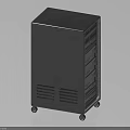Black Computer Server Rack With Multiple Slots Ventilation And Rolling Wheels 3d model