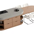 Modern Kitchen Dining Table Set With Oval Wooden Top Sink Stove And White Chairs