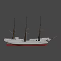 Vintage Sailing Ship 3D Model With Multiple Masts And Classic Hull Design