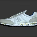 Stylish White Kappa Sneakers With Blue Tongue Lining White Laces And Yellow Green Sole Accents