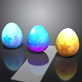 Colorful Easter Eggs With Star Leaf Patterns On Black Reflective Surface