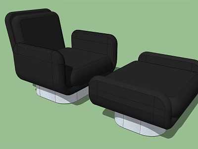 Modern Black Single Sofa With Matching Ottoman And White Base Design 3d model
