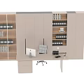 Modern Living Room Interior With White Cabinets Bookshelf Desk And iMac Computer Chair