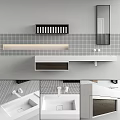 Modern Bathroom Washing Essentials With Wall Mounted Shelf Sink And Mirror