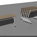 Foldable Conference Tables With Wooden Tops Metal Frames And Casters Unfolded And Stacked