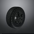 Car Off Road Tire With Deep Tread And Black Shiny Alloy Wheel
