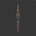 Detailed Warship Model With Orange Deck Gray Hull And Military Turrets