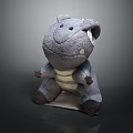 Gray Hippo Shaped Plush Stuffed Furniture Stool For Kids Bedroom Decor