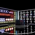 Illuminated Neon Structure With Multiple Bright Colorful Signs At Night 3d model