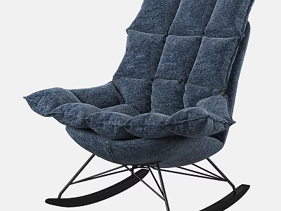 Cozy Blue Rocking Single Seater Sofa With Soft Plush Cushions And Metal Frame 3d model