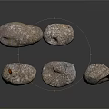 Five Natural Irregular Grayish Brown Stone Pieces With Rough Surface And White Spots