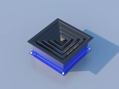 Square Layered Household Storage Box With Blue Base And Black Step Design 3d model